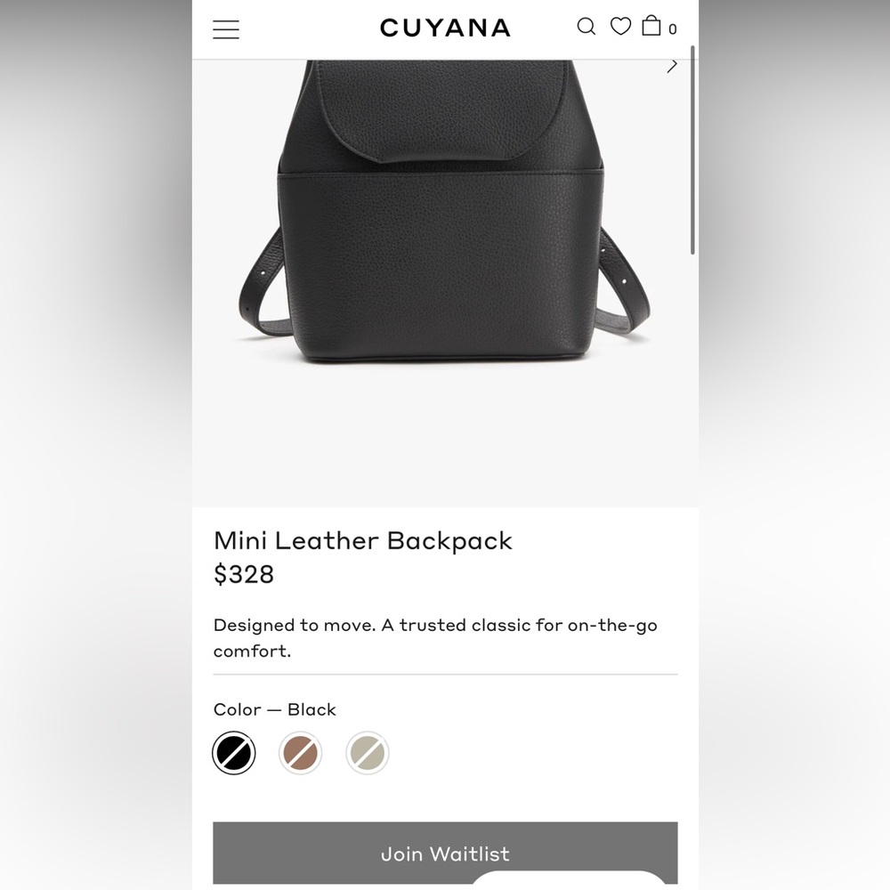 Cuyana Mini Black Leather Backpack with Dustbag Great Condition
